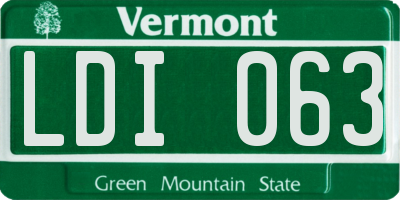 VT license plate LDI063
