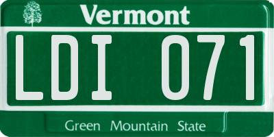 VT license plate LDI071