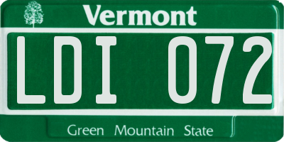 VT license plate LDI072