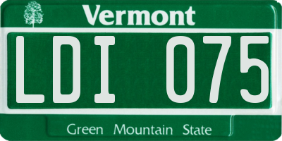 VT license plate LDI075