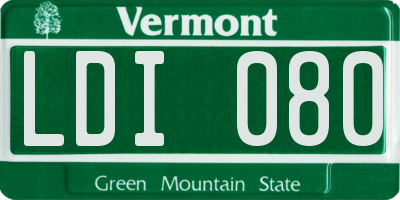 VT license plate LDI080