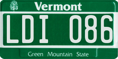 VT license plate LDI086