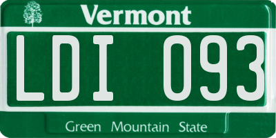 VT license plate LDI093