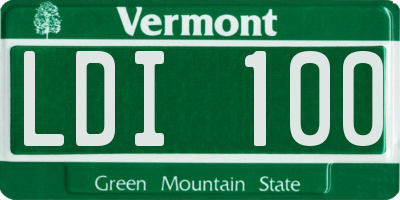 VT license plate LDI100
