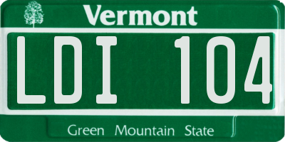 VT license plate LDI104