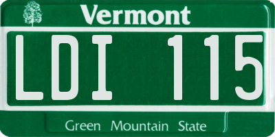 VT license plate LDI115