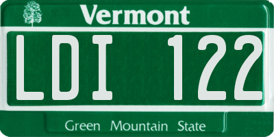 VT license plate LDI122