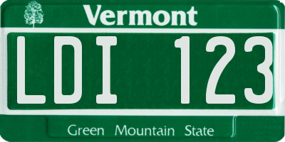 VT license plate LDI123
