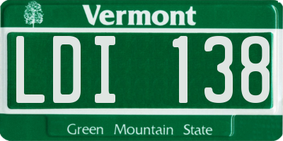 VT license plate LDI138