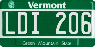 VT license plate LDI206