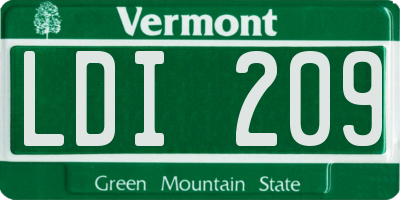 VT license plate LDI209
