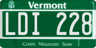 VT license plate LDI228