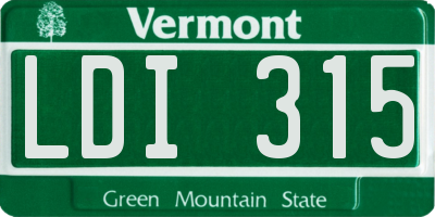VT license plate LDI315