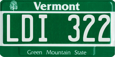 VT license plate LDI322