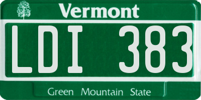 VT license plate LDI383