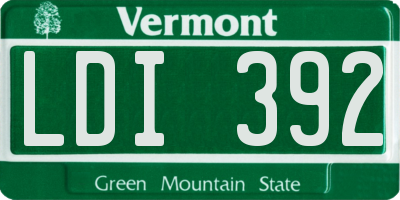 VT license plate LDI392