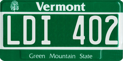 VT license plate LDI402