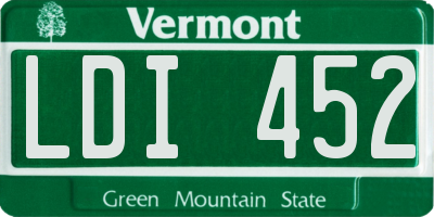 VT license plate LDI452
