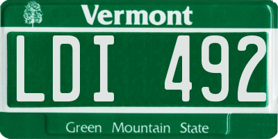 VT license plate LDI492