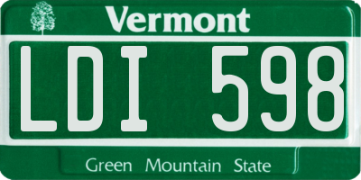 VT license plate LDI598