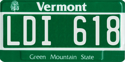 VT license plate LDI618