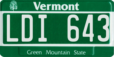 VT license plate LDI643