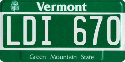 VT license plate LDI670