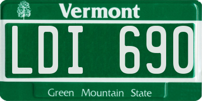 VT license plate LDI690