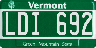 VT license plate LDI692