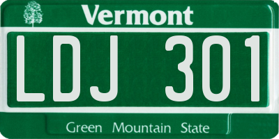 VT license plate LDJ301