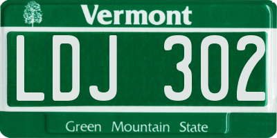 VT license plate LDJ302