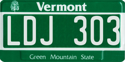 VT license plate LDJ303