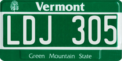 VT license plate LDJ305