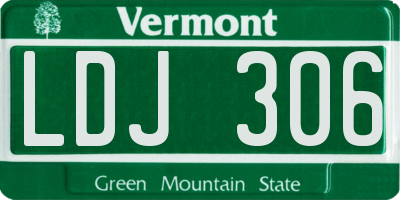 VT license plate LDJ306