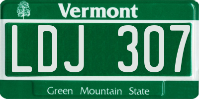 VT license plate LDJ307