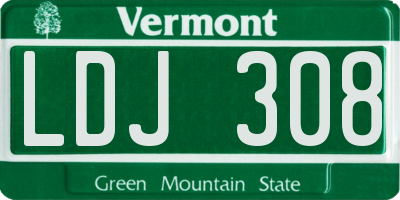 VT license plate LDJ308