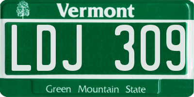 VT license plate LDJ309