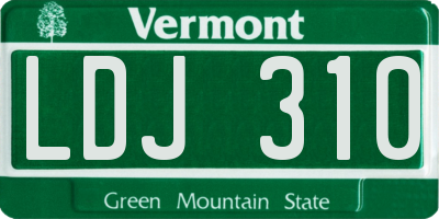 VT license plate LDJ310