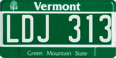 VT license plate LDJ313