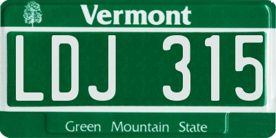VT license plate LDJ315
