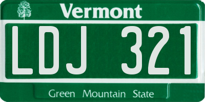 VT license plate LDJ321