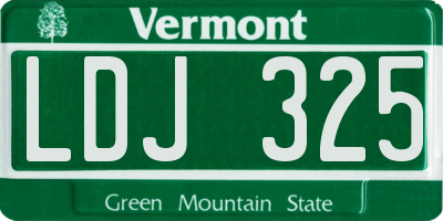 VT license plate LDJ325