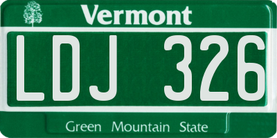 VT license plate LDJ326