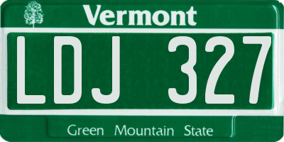VT license plate LDJ327