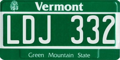 VT license plate LDJ332