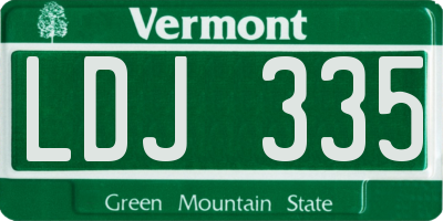 VT license plate LDJ335