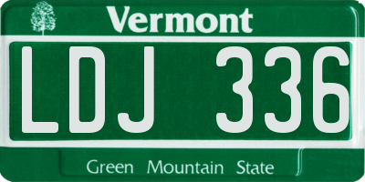 VT license plate LDJ336