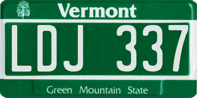 VT license plate LDJ337