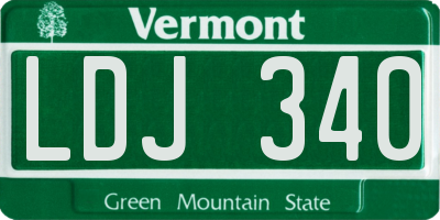 VT license plate LDJ340