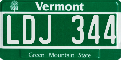 VT license plate LDJ344